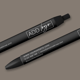 Company Logo & Contact Details Branded Promotional Blue Ink Pen