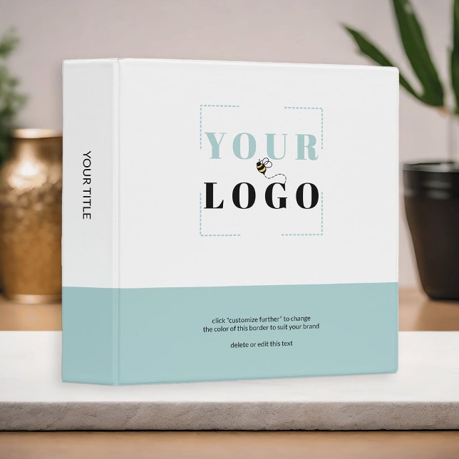 Company Logo Custom Coloured Border and Title Binder (Logo Branded Ring Binders by Busy Business Bee)