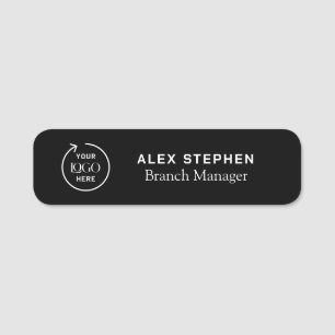 Company Logo Custom Employee Staff Black Name Tag
