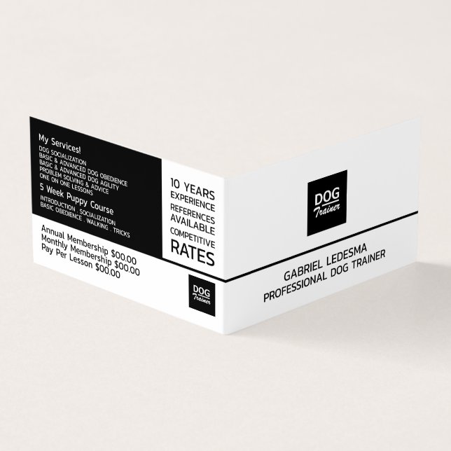 Company Logo, Dog Trainer Detailed Business Card (Outside)