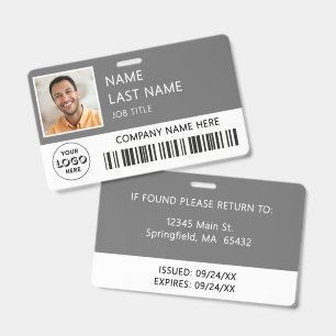 Company Logo Employee Photo Grey ID Badge