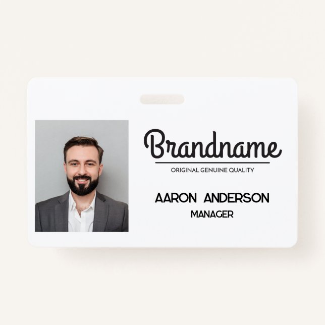 Company Logo Employee Photo ID Badge (Front)