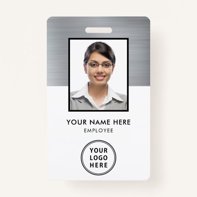 Company Logo Employee Photo ID Silver Badge (Front)