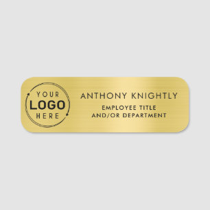 Company Logo Gold Faux Metallic Gold Plastic Name Tag
