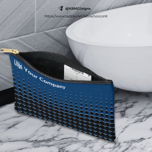 Company Logo Half Tone Pattern Blue Black White Accessory Pouch