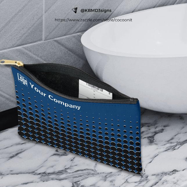 Company Logo Half Tone Pattern Blue Black White  Accessory Pouch (Company Logo Half Tone Pattern Blue Black White Accessory Pouch)