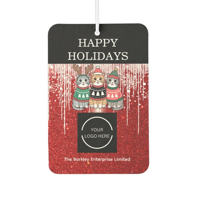 Company Logo Happy Holidays  Air Freshener (Front)