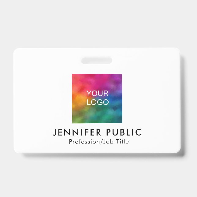 Company Logo Here QR Code Template Name And Title Badge (Front)