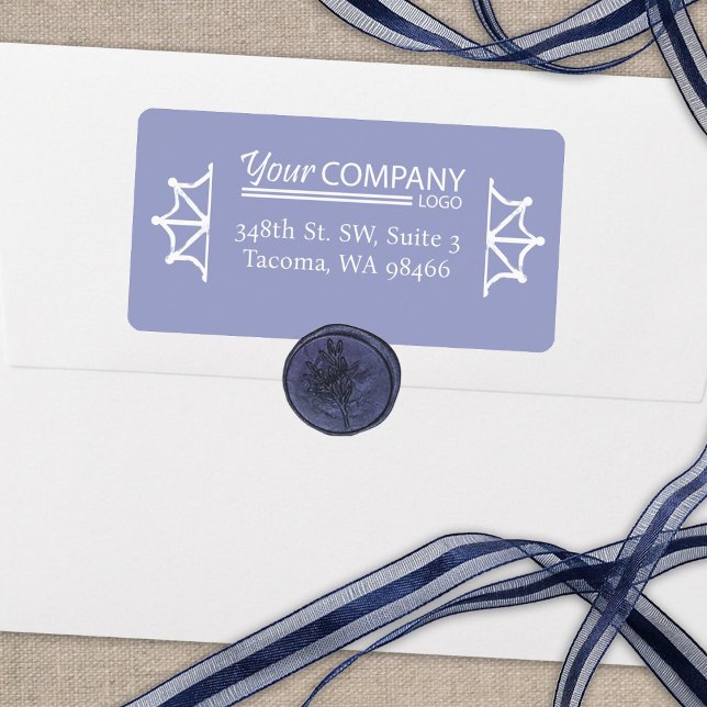 Company Logo, Holiday Light Blue Return Address Label (light blue winter snowflakes, Christmas address labels for company holiday greeting cards)