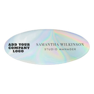Company Logo Holographic Business Employee Name Tag