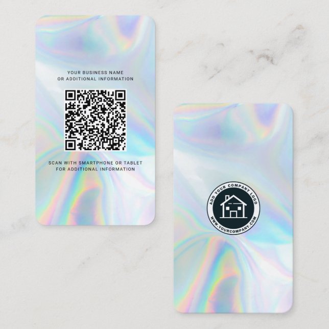 Company Logo Holographic QR Code Business Card (Front/Back)