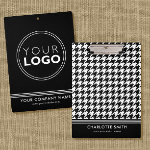 Company Logo Houndstooth Black White Business Clipboard