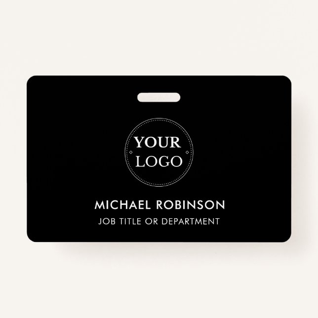 Company Logo ID Employee Staff Minimalist Black Badge (Front)