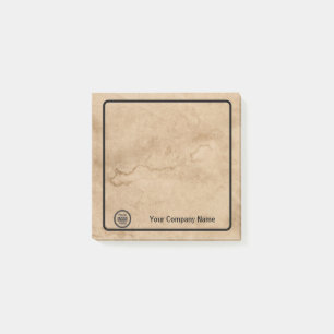 Company Logo & Information   Brown Background on  Post-it Notes