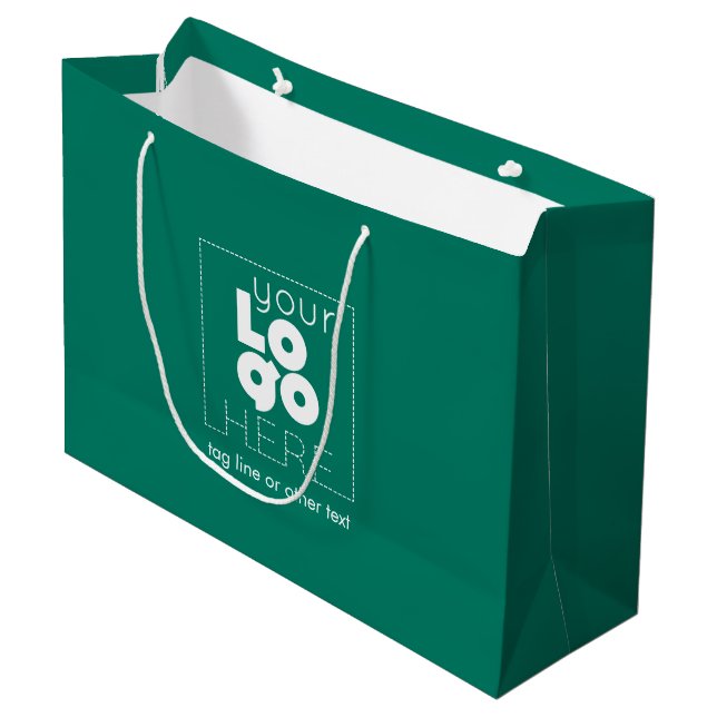Company Logo Large Wintergreen Paper Shopping Bag (Front Angled)