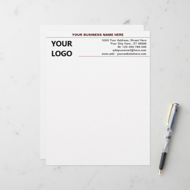 Company Logo Name Information Letterhead Template (Front/Back In Situ)