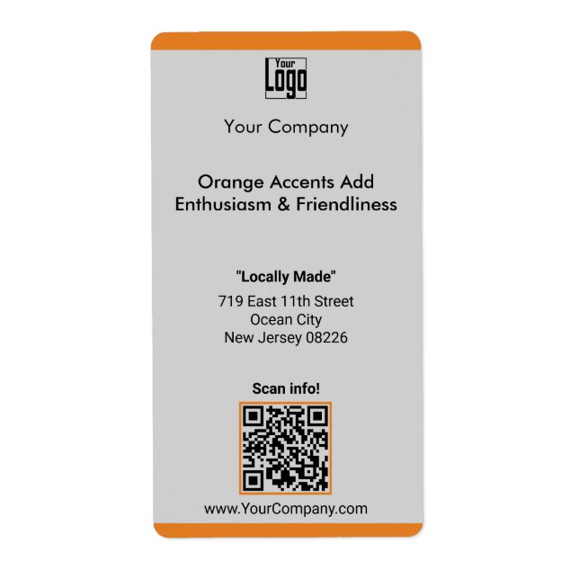 Company Logo Name Motto Address QR Code Large (Front)