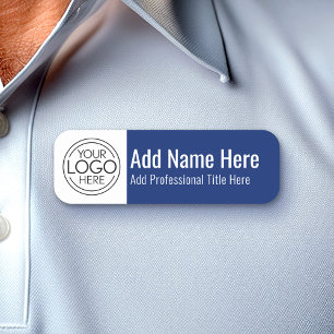 Company Logo - Name, Professional Title, Blue Name Tag