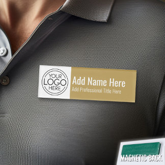 Company Logo - Name, Professional Title, Gold Name Tag