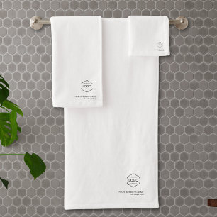 Company Logo Name QR Code Business White Bath Towel Set