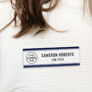 Company Logo Navy Blue Magnetic Employee Name Tag
