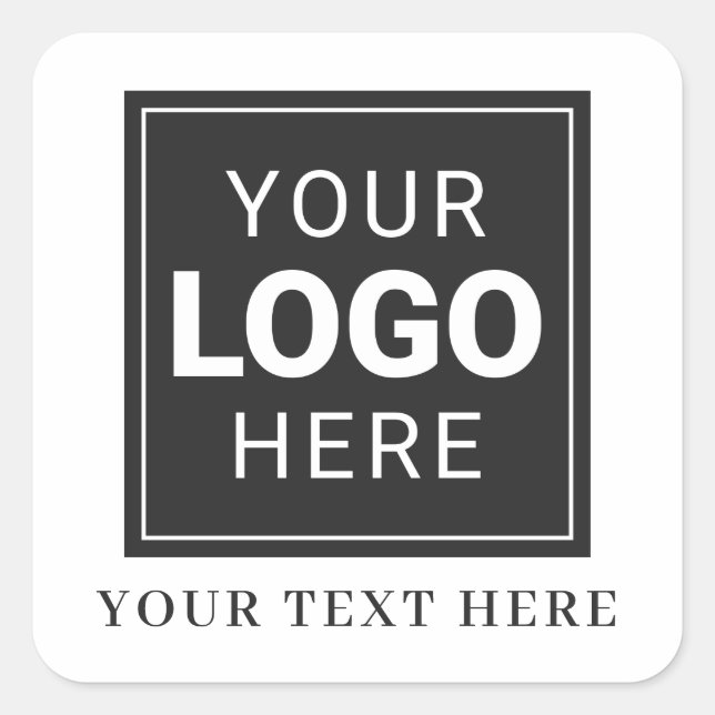 Company Logo Plus Wording Square Sticker (Front)