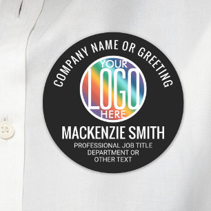 Company Logo Professional Employee Black Round Name Tag