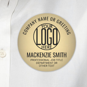 Company Logo Professional Employee Gold Round Name Tag