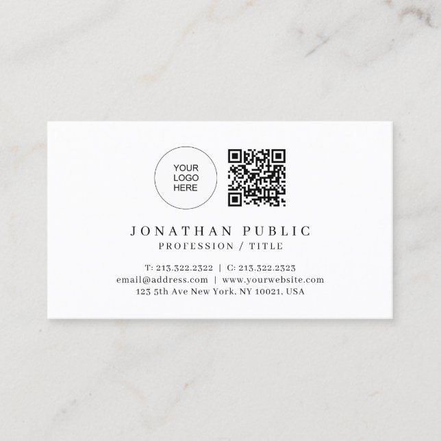 Company Logo Professional Modern Elegant QR Code Business Card (Front)