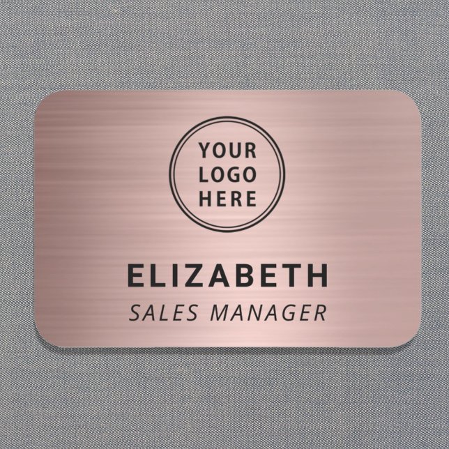 Company Logo Professional Rose Gold Name Tag (Creator Uploaded)