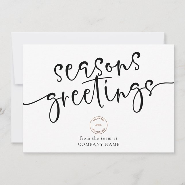 Company Logo QR Code Any Colour Seasons Greetings Holiday Card (Front)