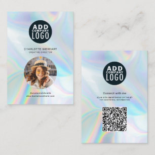 Company Logo QR Code Holographic Employee Photo Business Card