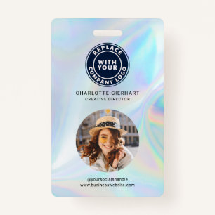 Company Logo QR Code Holographic Employee Photo ID Badge