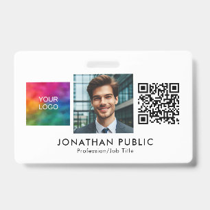 Company Logo QR Code ID Card Employee Photo Badge