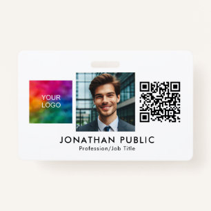 Company Logo QR Code ID Card Employee Photo Badge