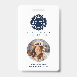 Company Logo QR Code Modern Employee Photo ID Badge