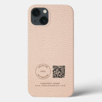 Company Logo QR Code Name Cream Faux Leather 