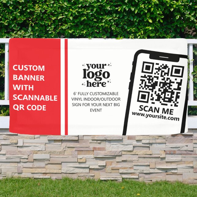 Company Logo QR Code Vinyl Red Indoor Outdoor Banner (Creator Uploaded)