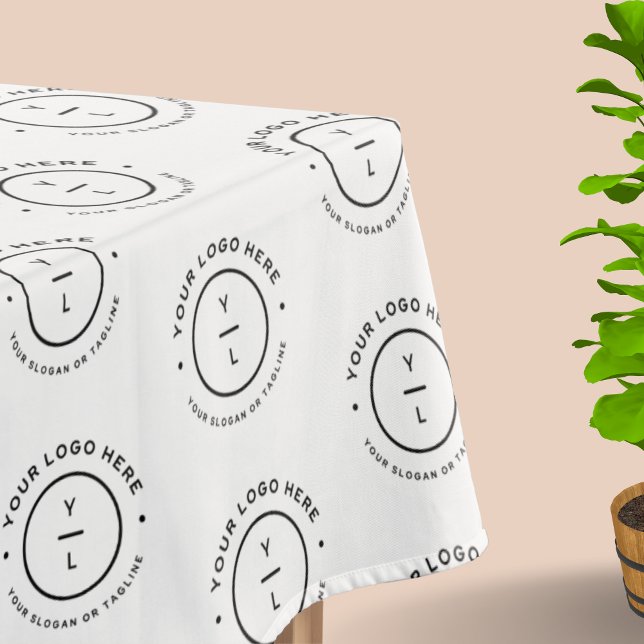 Company Logo Repeat Pattern Black White Event Show Tablecloth (Creator Uploaded)