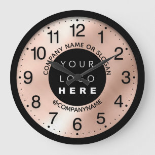 Company Logo Rose Blush Name Slogan  Large Clock