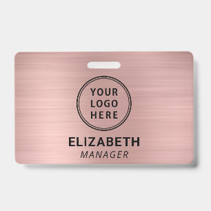 Company Logo Rose Gold Name Badge