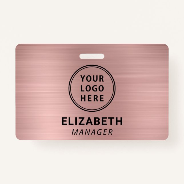 Company Logo Rose Gold Name Badge (Front)