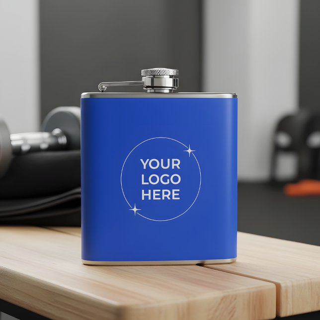 Company Logo Royal Blue Marketing Giveaway Flask (Creator Uploaded)