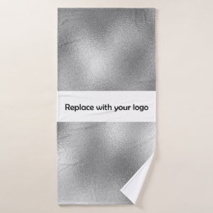 Company logo silver metallic elegant bath towel