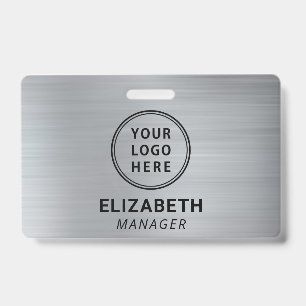 Company Logo Silver Name Badge