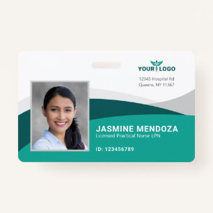 Company Logo Template Teal Employee Photo Name ID Badge
