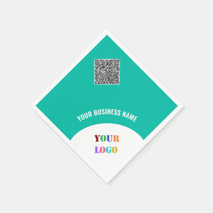 Company Logo Text and QR Code Napkins Template