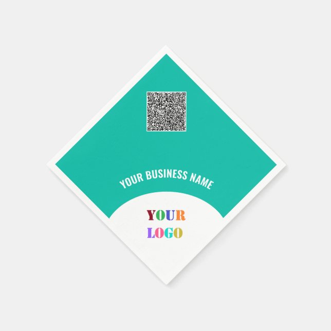 Company Logo Text and QR Code Napkins Template (Corner)