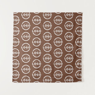 Company Logo Video Conference Backdrop Brown Tapestry