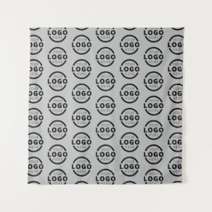 Company Logo Video Conference Backdrop Grey Tapestry